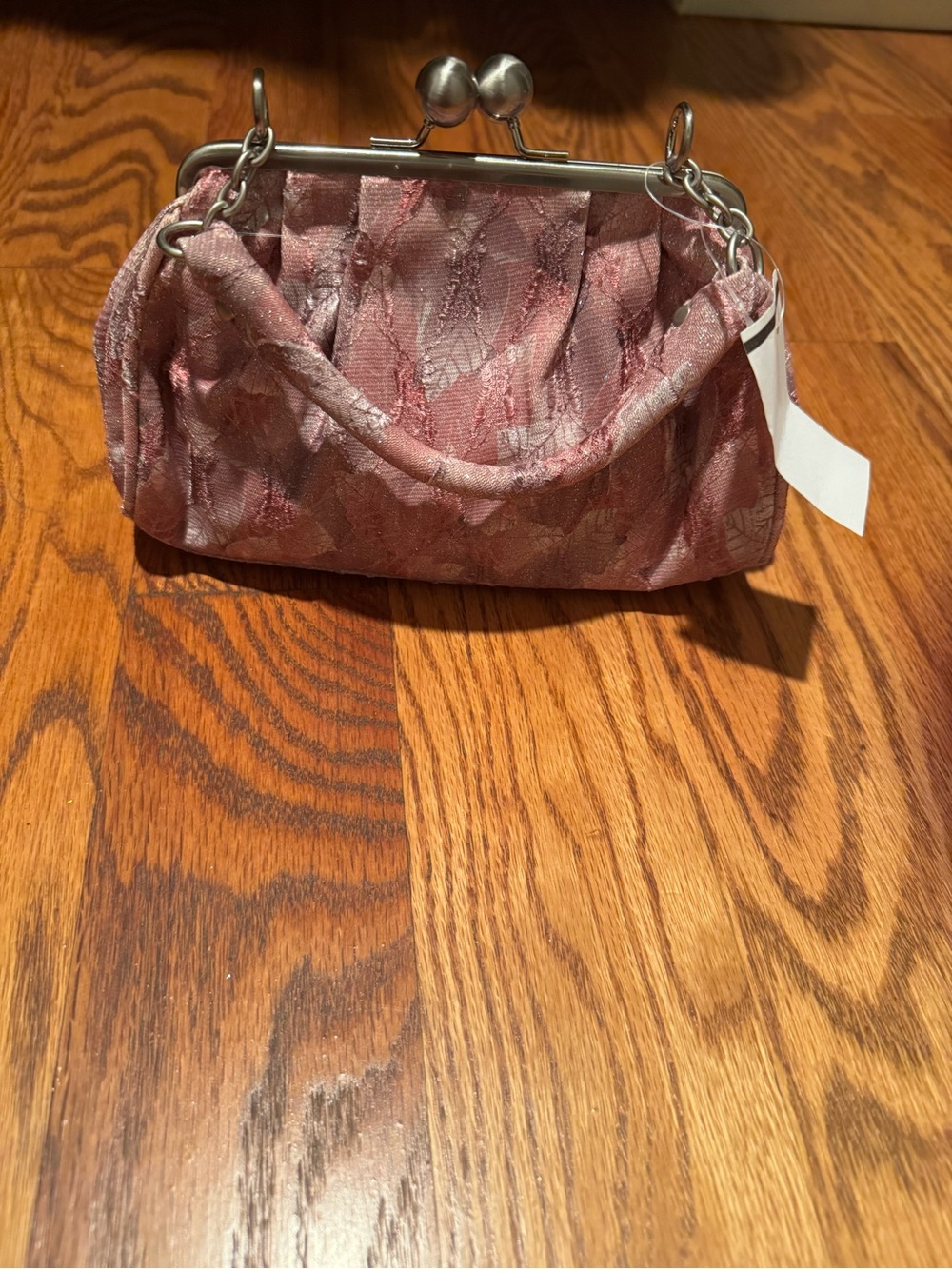 Unlisted Pink Floral Brocade Frame-Top handle